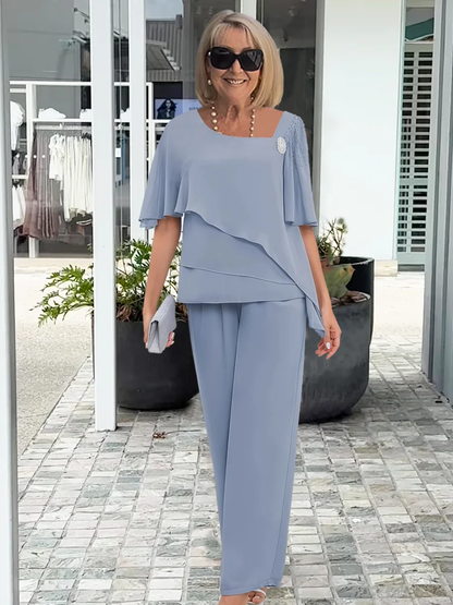Women's Two-Piece Set  | Short Sleeve Top and Pants