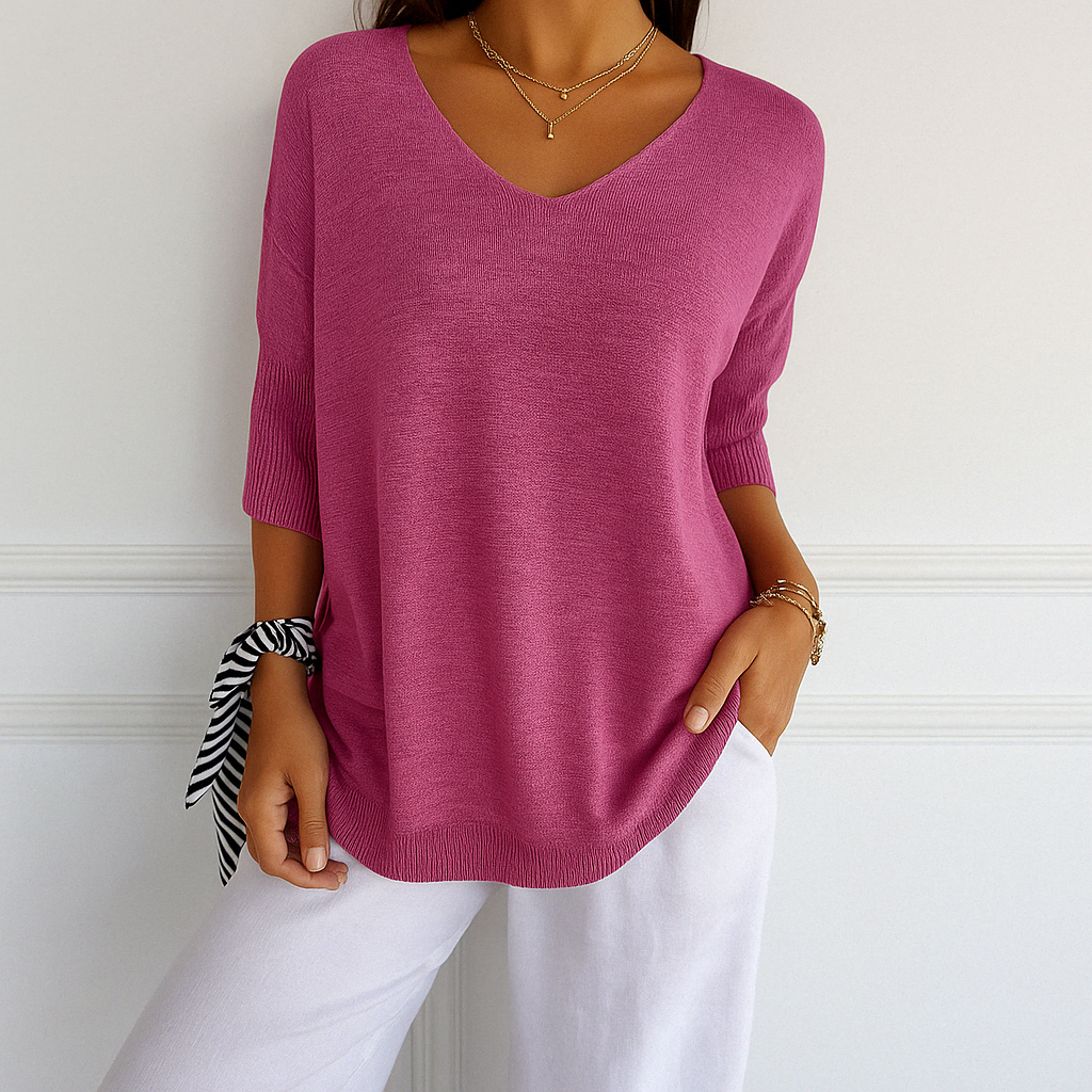 Clara | Cozy V-Neck Sweater with Chic Minimalist Style