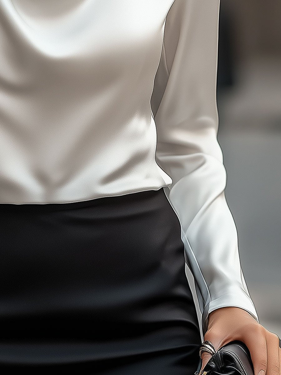 Delphine | Chic White Draped Blouse for Effortless Style