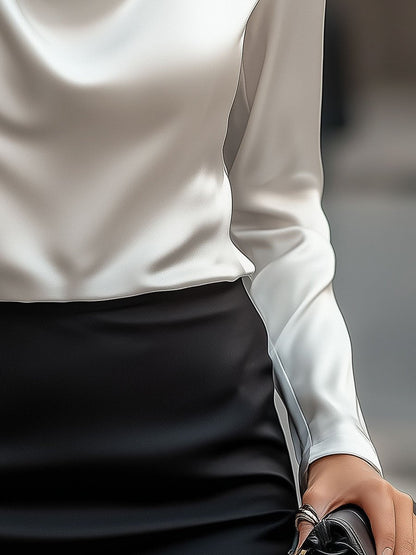 Delphine | Chic White Draped Blouse for Effortless Style