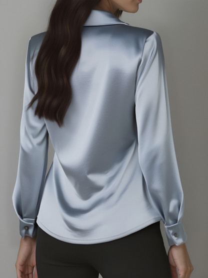 Delphine | Chic White Draped Blouse for Effortless Style