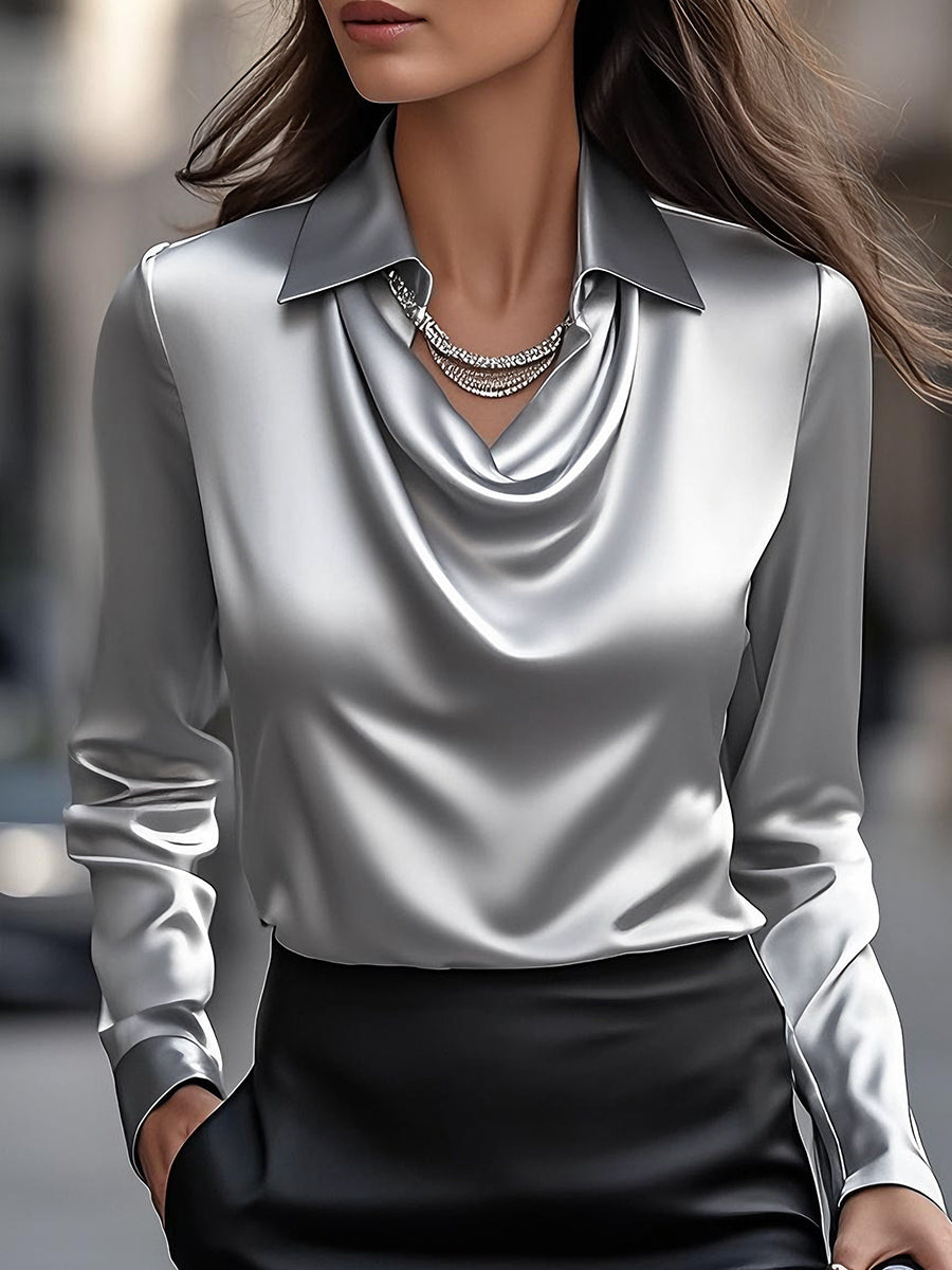 Delphine | Chic White Draped Blouse for Effortless Style