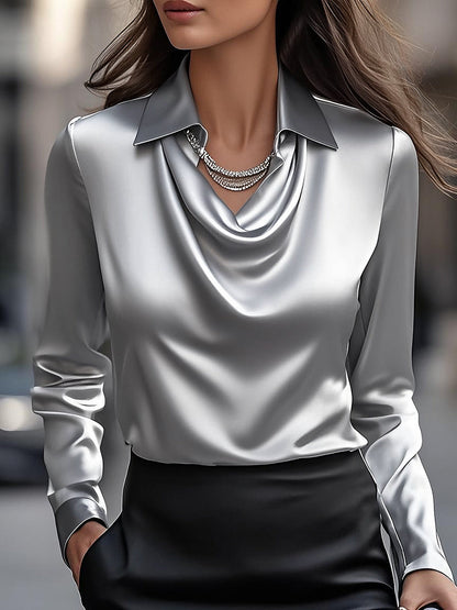 Delphine | Chic White Draped Blouse for Effortless Style
