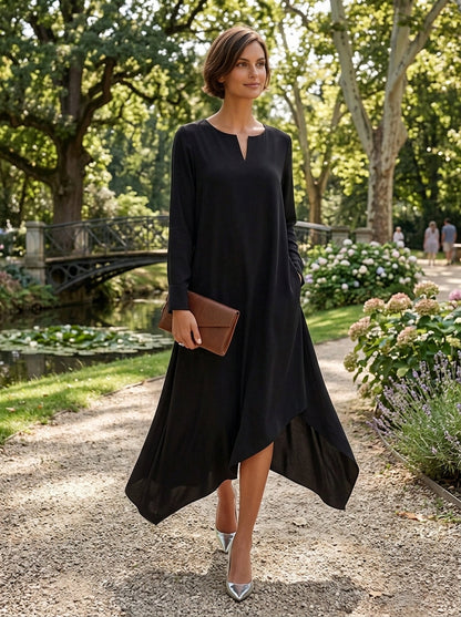 Nora | Elegant asymmetric midi dress for timeless style