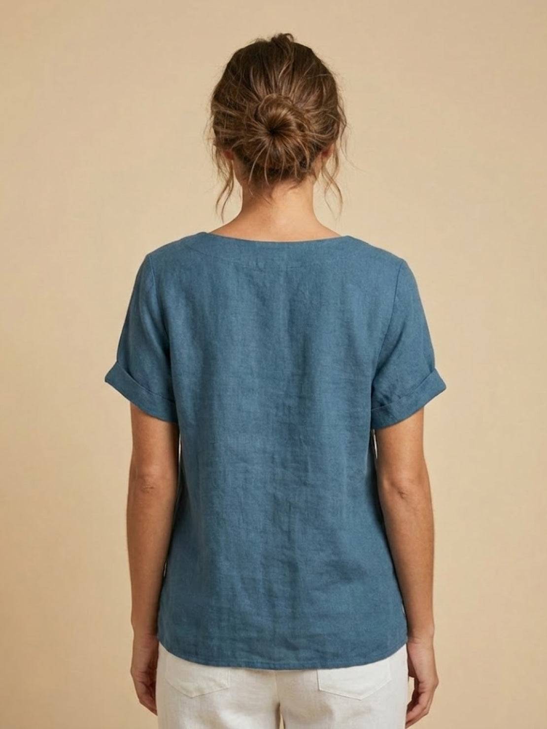 Grace | Effortless Linen Blouse with Chic Button Accents