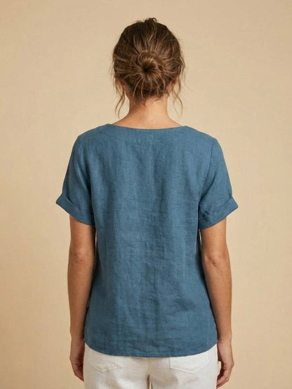 Grace | Effortless Linen Blouse with Chic Button Accents