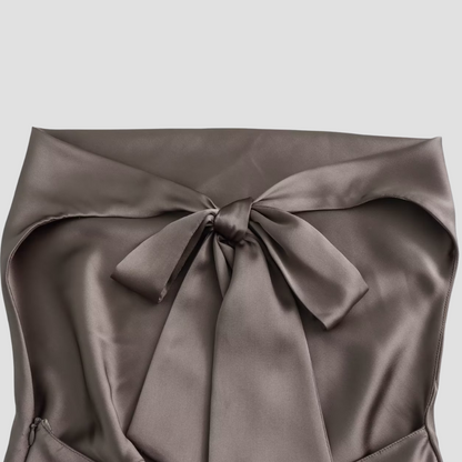 Isabella | Elegant Draped Satin Halter Tank Top