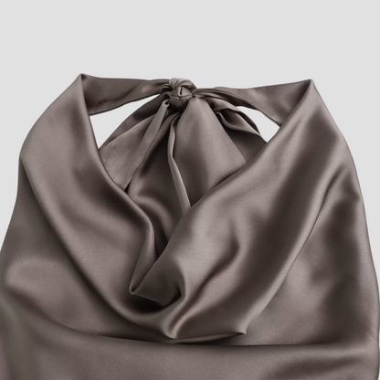 Isabella | Elegant Draped Satin Halter Tank Top
