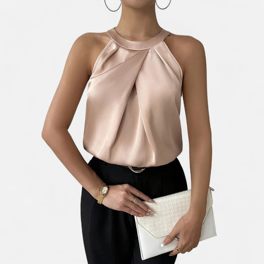 Isabella | Chic Draped Satin Tank for Effortless Style