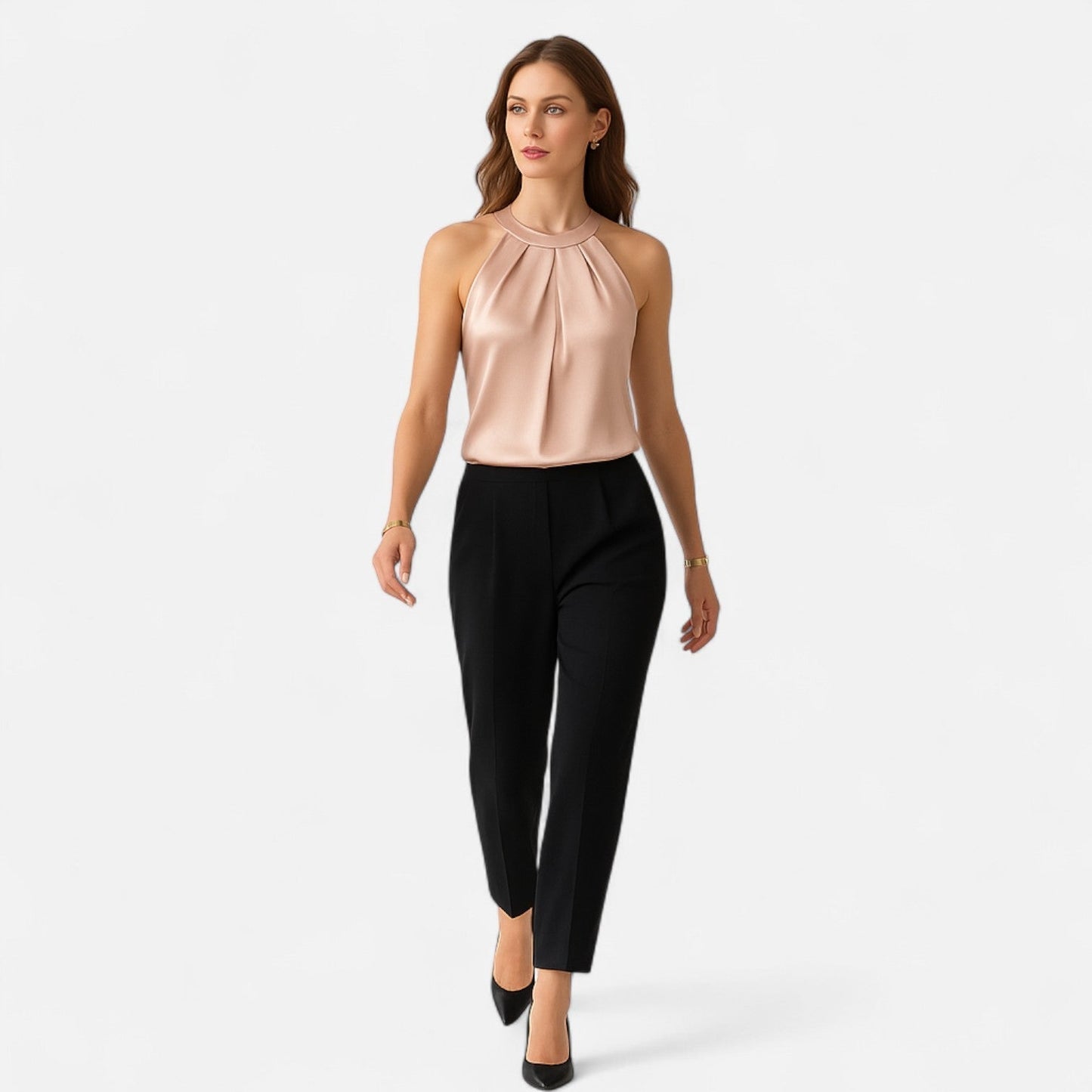 Isabella | Chic Draped Satin Tank for Effortless Style