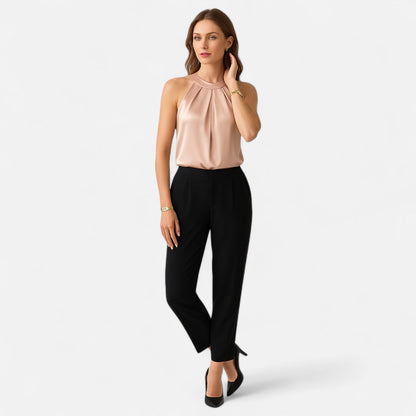 Isabella | Chic Draped Satin Tank for Effortless Style