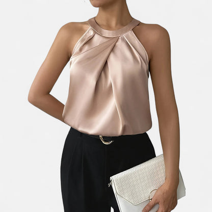 Isabella | Chic Draped Satin Tank for Effortless Style