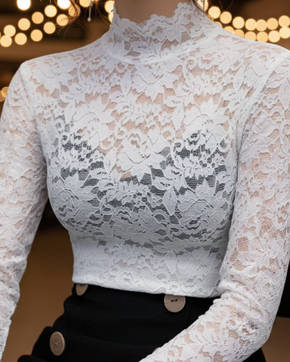 Isabelle | Delicate Floral Lace Blouse for Effortless Elegance