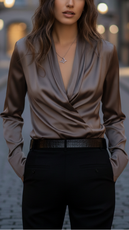 Isabelle | Chic Lace-Up Blouse for Effortless Style
