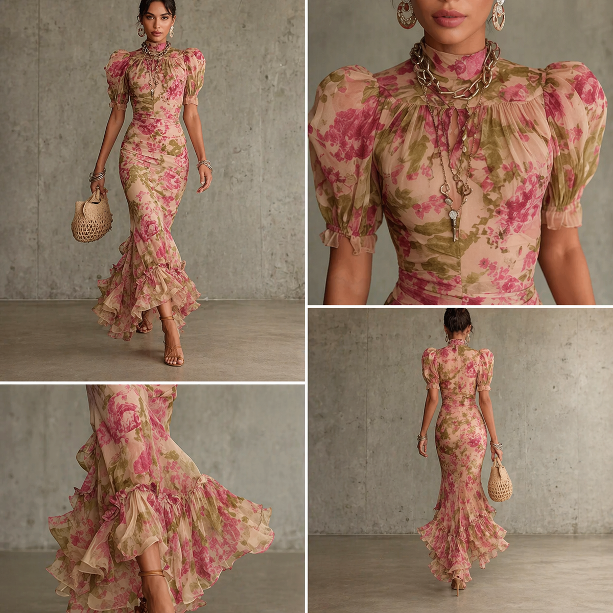 Tamsin | Floral Puff Sleeve Maxi Dress