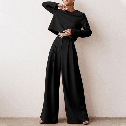 Lily | Chic Cropped Top and Wide-Leg Trouser Set
