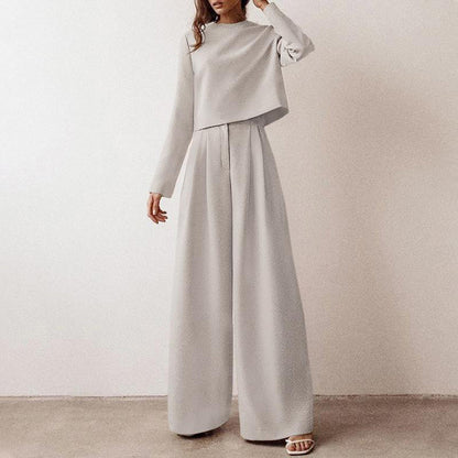 Lily | Chic Cropped Top and Wide-Leg Trouser Set