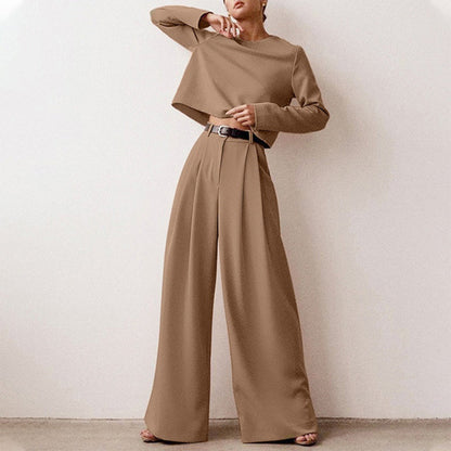 Lily | Chic Cropped Top and Wide-Leg Trouser Set
