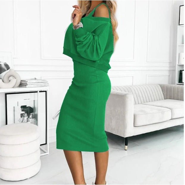 Madison | Chic Off-Shoulder Top with Fitted Midi Skirt