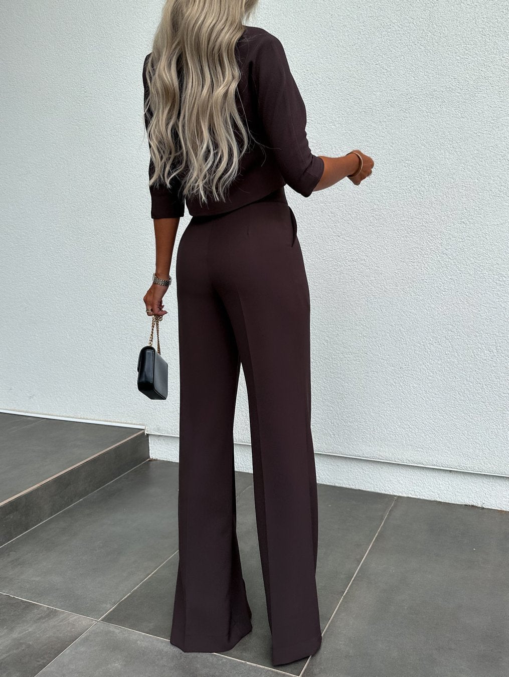 Women's Two-Piece Lounge Set | Short Sleeve Top Flare Pants