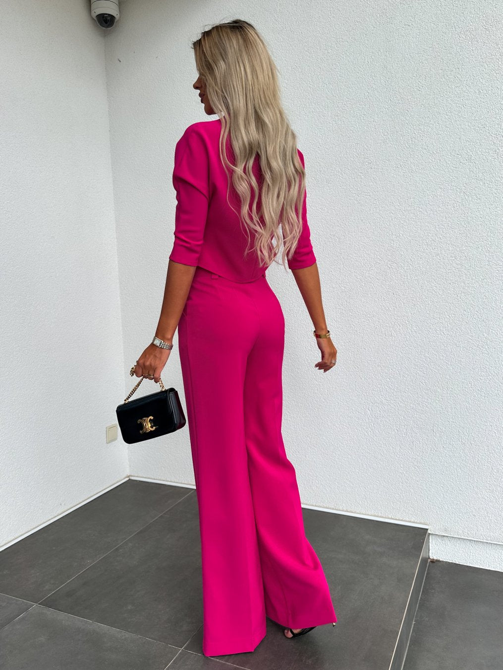 Women's Two-Piece Lounge Set | Short Sleeve Top Flare Pants