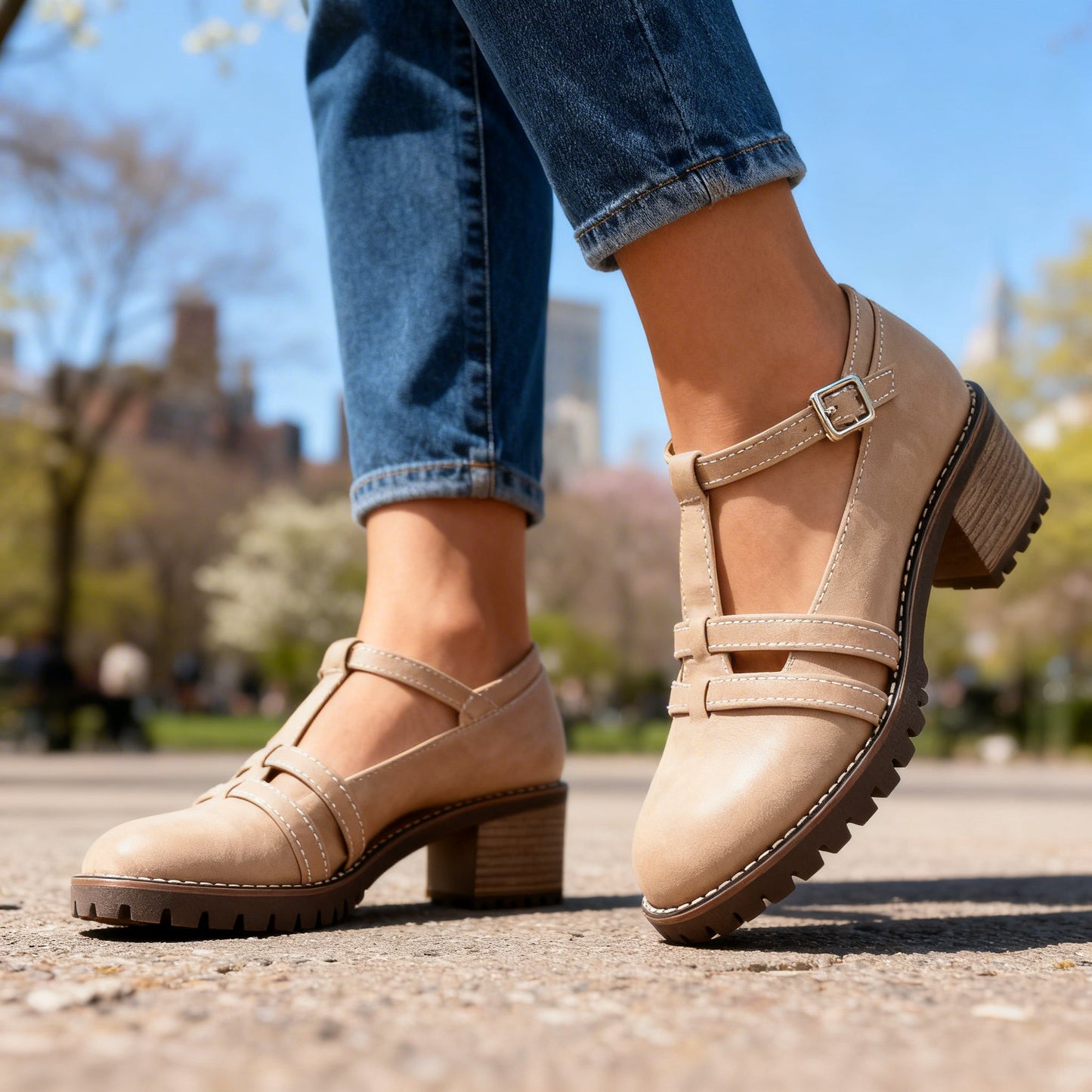 Romilly | Women's T-Strap Block Heel Loafer