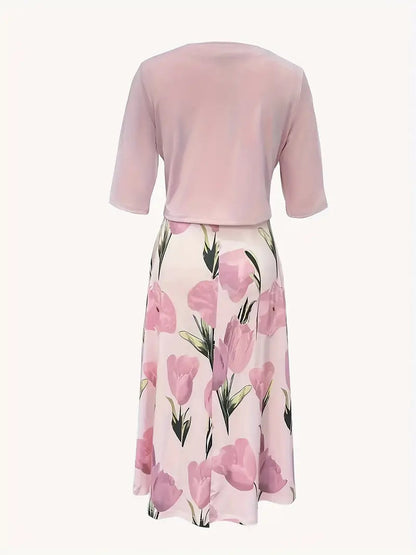 Women's Maxi Dress with Jacket Set | Pink Floral