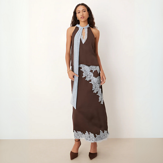 Women's Two-Piece Set | Halter with Scarf and Skirt