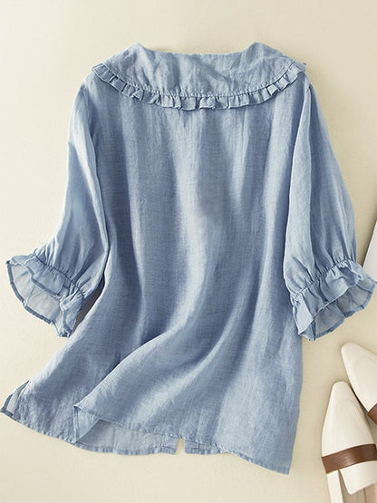 Victoria | Effortless Ruffle Collar Top for Summer Chic