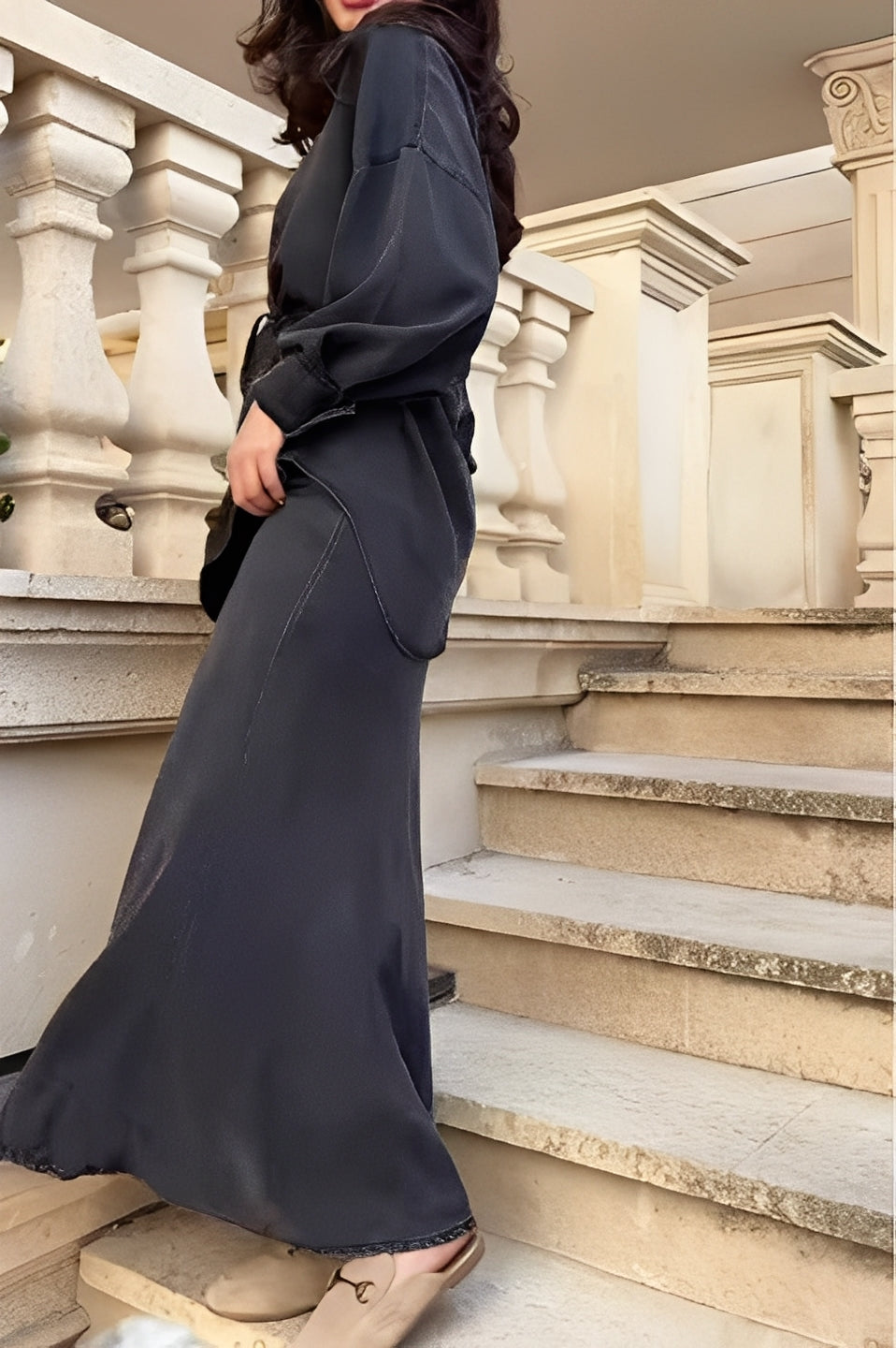 Women's Two-Piece Set | Button Shirt Maxi Skirt