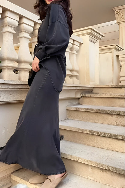 Women's Two-Piece Set | Button Shirt Maxi Skirt